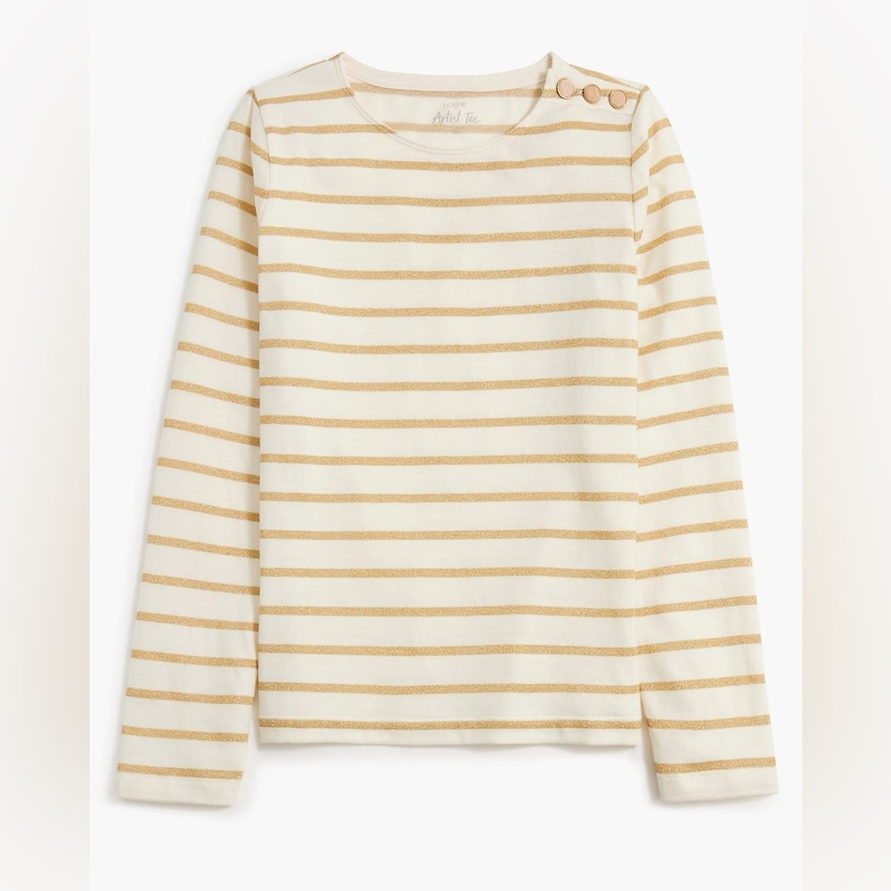 J. Crew Striped button-shoulder shimmer tee